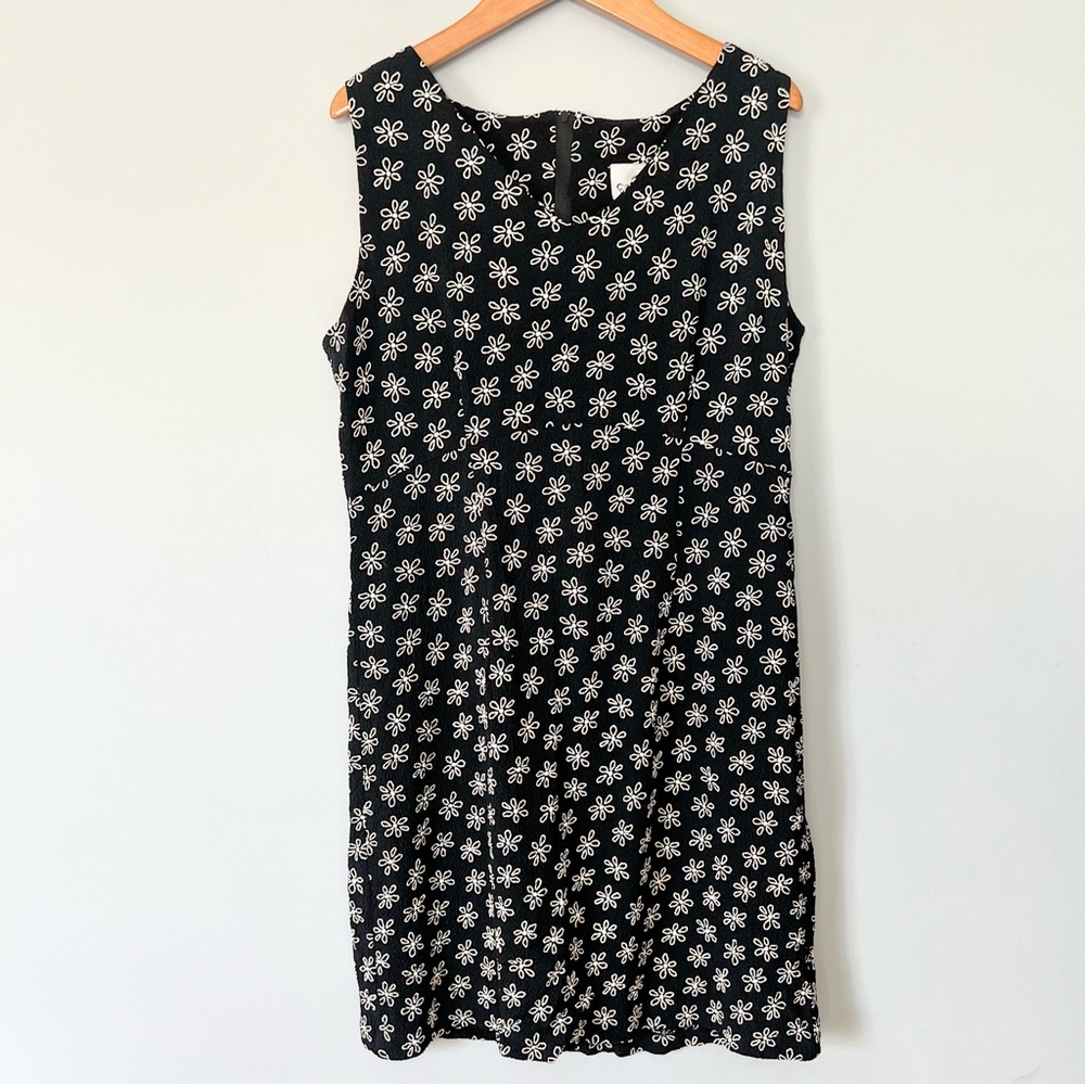Only in L.A. Vintage 90s Black & White Daisy Print Sleeveless Dress Size 11/12